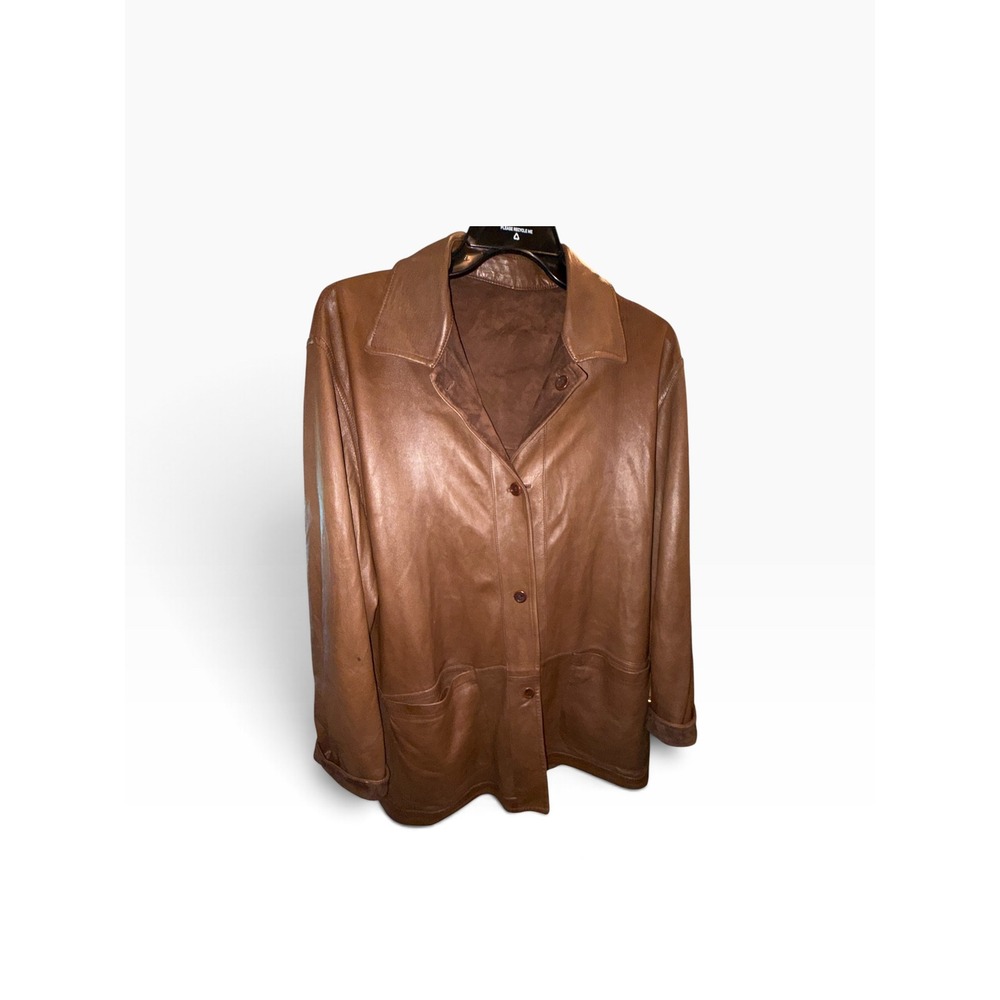 Casini Firenze Jennifer Tattanelli Reversible Leather Suede Jacket Brown IT 54